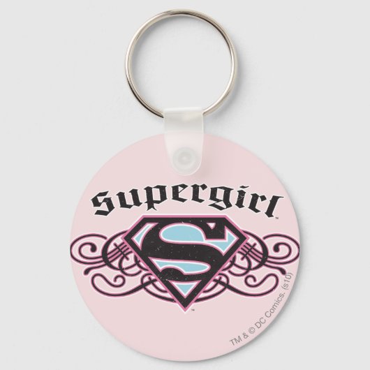 Supergirl Pin Strips Black en Roze Sleutelhanger (Voorkant)