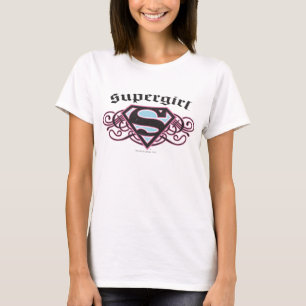 Supergirl Pin Strips Black en Roze T-shirt