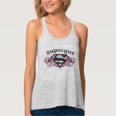 Supergirl Pin Strips Black en Roze Tanktop (Voorkant)