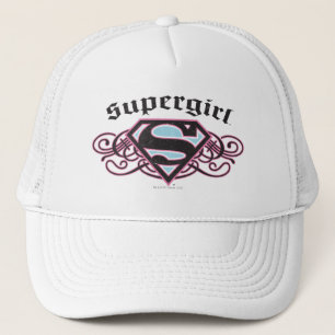 Supergirl Pin Strips Black en Roze Trucker Pet