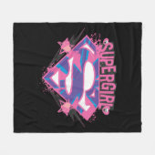 Supergirl Pink and Purple Grunge Logo Fleece Deken (Voorkant (Horizontaal))