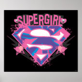 Supergirl Pink and Purple Grunge Logo Poster (Voorkant)