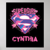 Supergirl Pink and Purple Grunge Logo Poster (Voorkant)