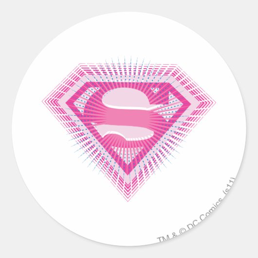 Supergirl Pink Logo Ronde Sticker (Voorkant)