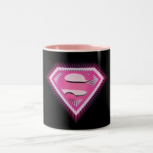 Supergirl Pink Logo Tweekleurige Koffiemok (Center)