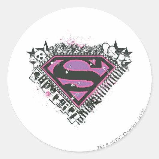 Supergirl Pins Logo Ronde Sticker (Voorkant)