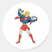 Supergirl Pose 10 Ronde Sticker (Voorkant)