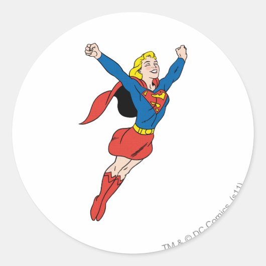 Supergirl Pose 6 Ronde Sticker (Voorkant)