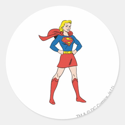 Supergirl Pose 7 Ronde Sticker (Voorkant)