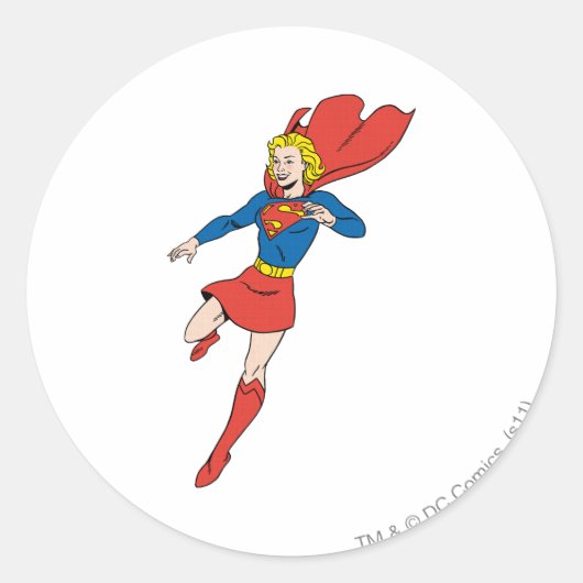 Supergirl Pose 8 Ronde Sticker (Voorkant)