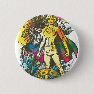 Supergirl Pose de Lux Ronde Button 5,7 Cm