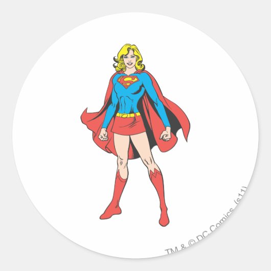 Supergirl Poses Ronde Sticker (Voorkant)
