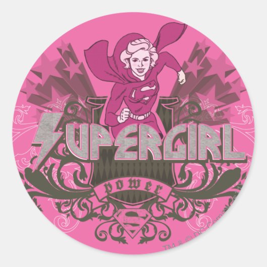 Supergirl Power 2 Ronde Sticker (Voorkant)