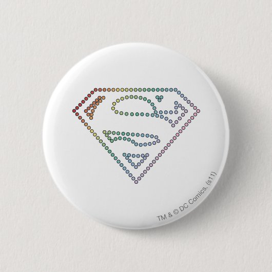 Supergirl Rainbow Outline Logo Ronde Button 5,7 Cm (Voorkant)