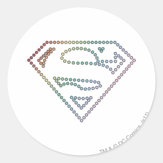 Supergirl Rainbow Outline Logo Ronde Sticker (Voorkant)