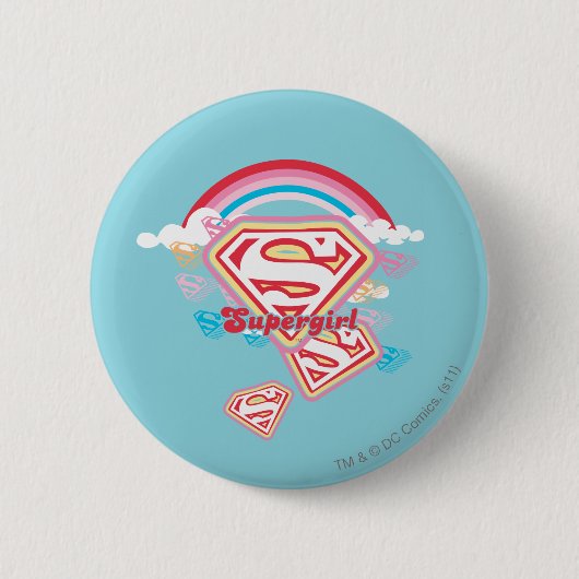 Supergirl Rainbow Ronde Button 5,7 Cm (Voorkant)