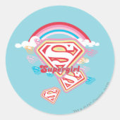 Supergirl Rainbow Ronde Sticker (Voorkant)