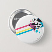 Supergirl Rainbow Stripes Ronde Button 5,7 Cm (Voorkant /achterkant)