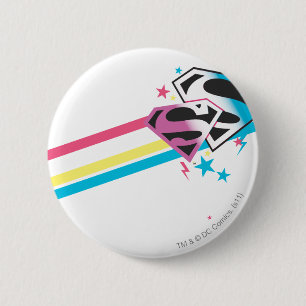 Supergirl Rainbow Stripes Ronde Button 5,7 Cm