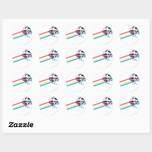 Supergirl Rainbow Stripes Ronde Sticker (Vel)