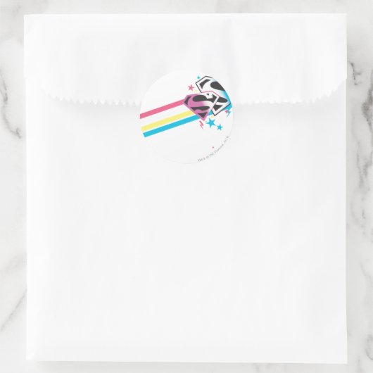Supergirl Rainbow Stripes Ronde Sticker (Tas)