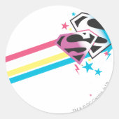Supergirl Rainbow Stripes Ronde Sticker (Voorkant)