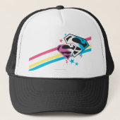 Supergirl Rainbow Stripes Trucker Pet (Voorkant)