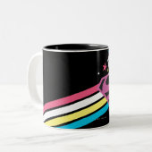Supergirl Rainbow Stripes Tweekleurige Koffiemok (Voorkant links)
