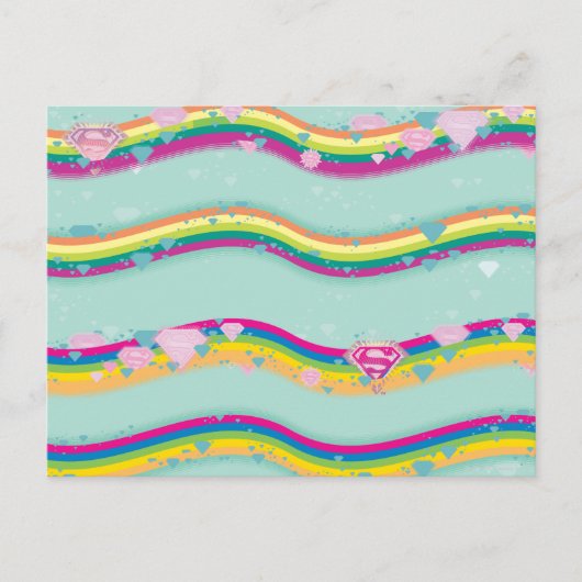 Supergirl Rainbow Waves Green Briefkaart (Voorkant)