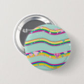 Supergirl Rainbow Waves Green Ronde Button 5,7 Cm (Voorkant /achterkant)