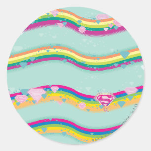 Supergirl Rainbow Waves Green Ronde Sticker