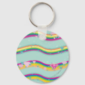 Supergirl Rainbow Waves Green Sleutelhanger (Voorkant)