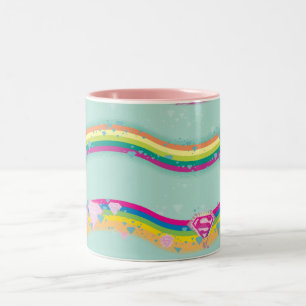 Supergirl Rainbow Waves Green Tweekleurige Koffiemok