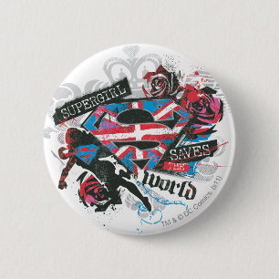 Supergirl redt de wereld ronde button 5,7 cm