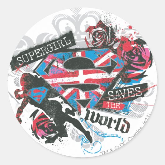 Supergirl redt de wereld ronde sticker (Voorkant)