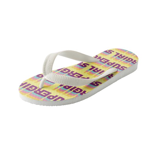 Supergirl Retro Colorshift grafische afbeelding Kinder Teenslippers (Schuin)