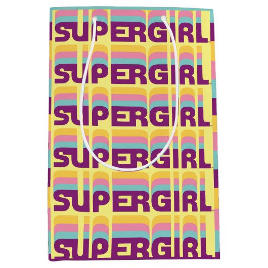 Supergirl Retro Colorshift grafische afbeelding Medium Cadeauzakje (Voorkant)