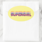 Supergirl Retro Colorshift grafische afbeelding Ovale Sticker (Tas)