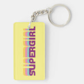 Supergirl Retro Colorshift grafische afbeelding Sleutelhanger (achterkant)