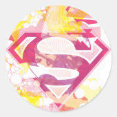 Supergirl Retro Logo Ronde Sticker (Voorkant)