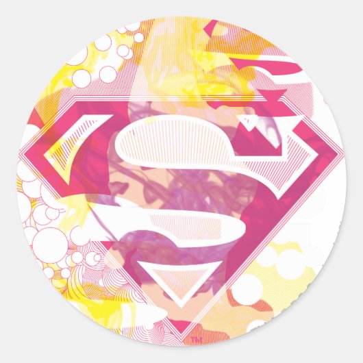 Supergirl Retro Logo Ronde Sticker (Voorkant)