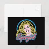 Supergirl Retro Neon Lights Grafisch Briefkaart (Voorkant / Achterkant)