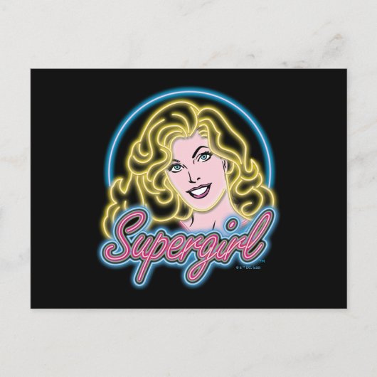 Supergirl Retro Neon Lights Grafisch Briefkaart (Voorkant)