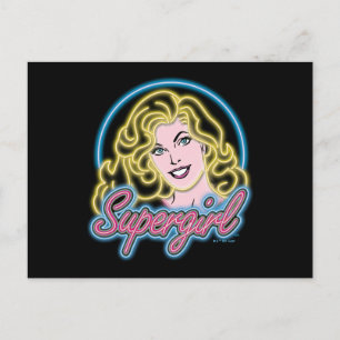 Supergirl Retro Neon Lights Grafisch Briefkaart