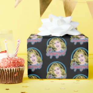 Supergirl Retro Neon Lights Grafisch Cadeaupapier