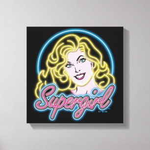 Supergirl Retro Neon Lights Grafisch Canvas Afdruk