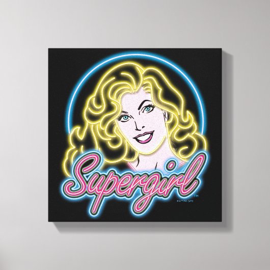 Supergirl Retro Neon Lights Grafisch Canvas Afdruk (Voorkant)