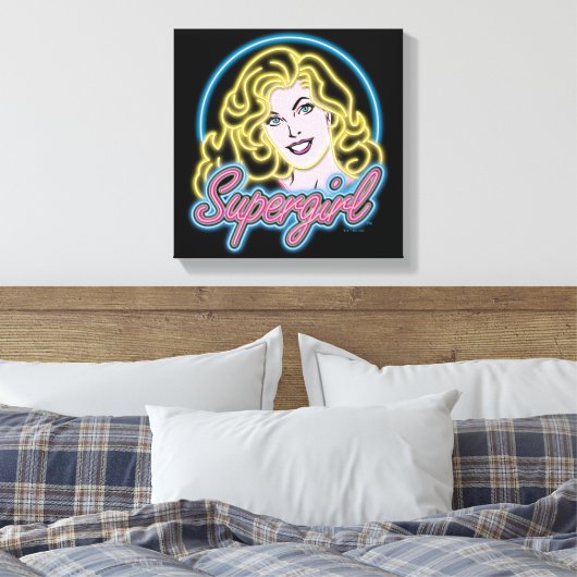 Supergirl Retro Neon Lights Grafisch Canvas Afdruk (Insitu (Slaapkamer))
