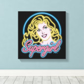 Supergirl Retro Neon Lights Grafisch Canvas Afdruk (Insitu (Houten vloer))