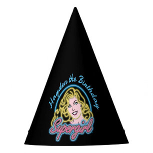 Supergirl Retro Neon Lights Grafisch Feesthoedjes